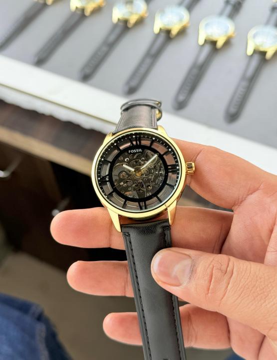 FOSSI_L TOWNSMAN LEATHER BLACK GOLD