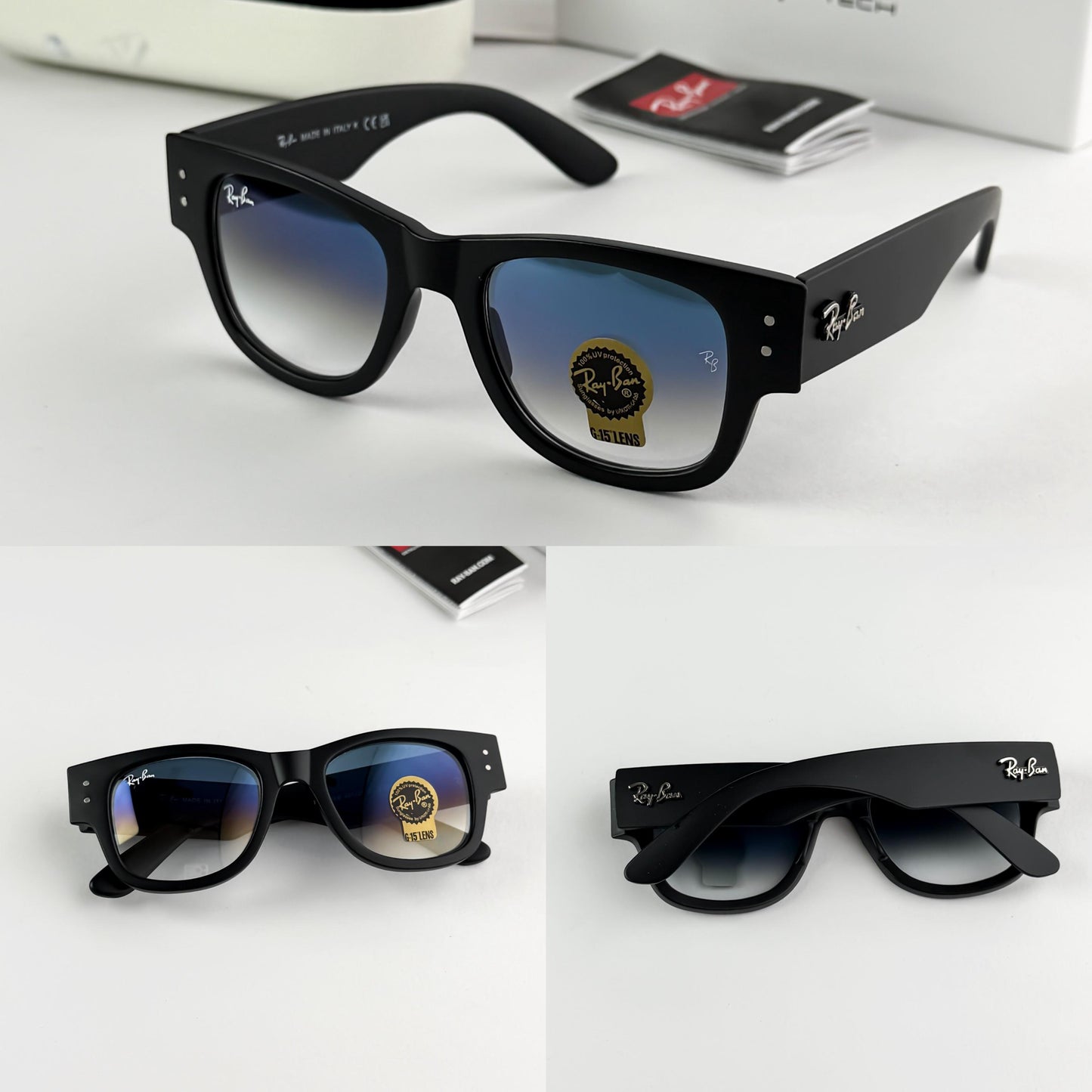 RAYBA_N BLACK BLUE SHADED 840 SUNGLASSES