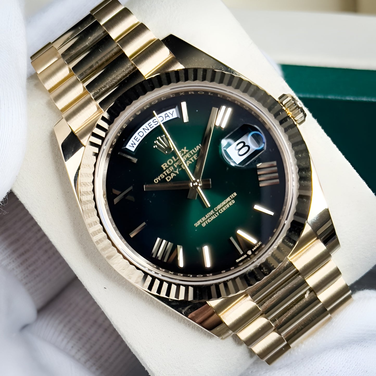 ROL_EX GOLD GREEN ROMAN DAY DATE WORKING