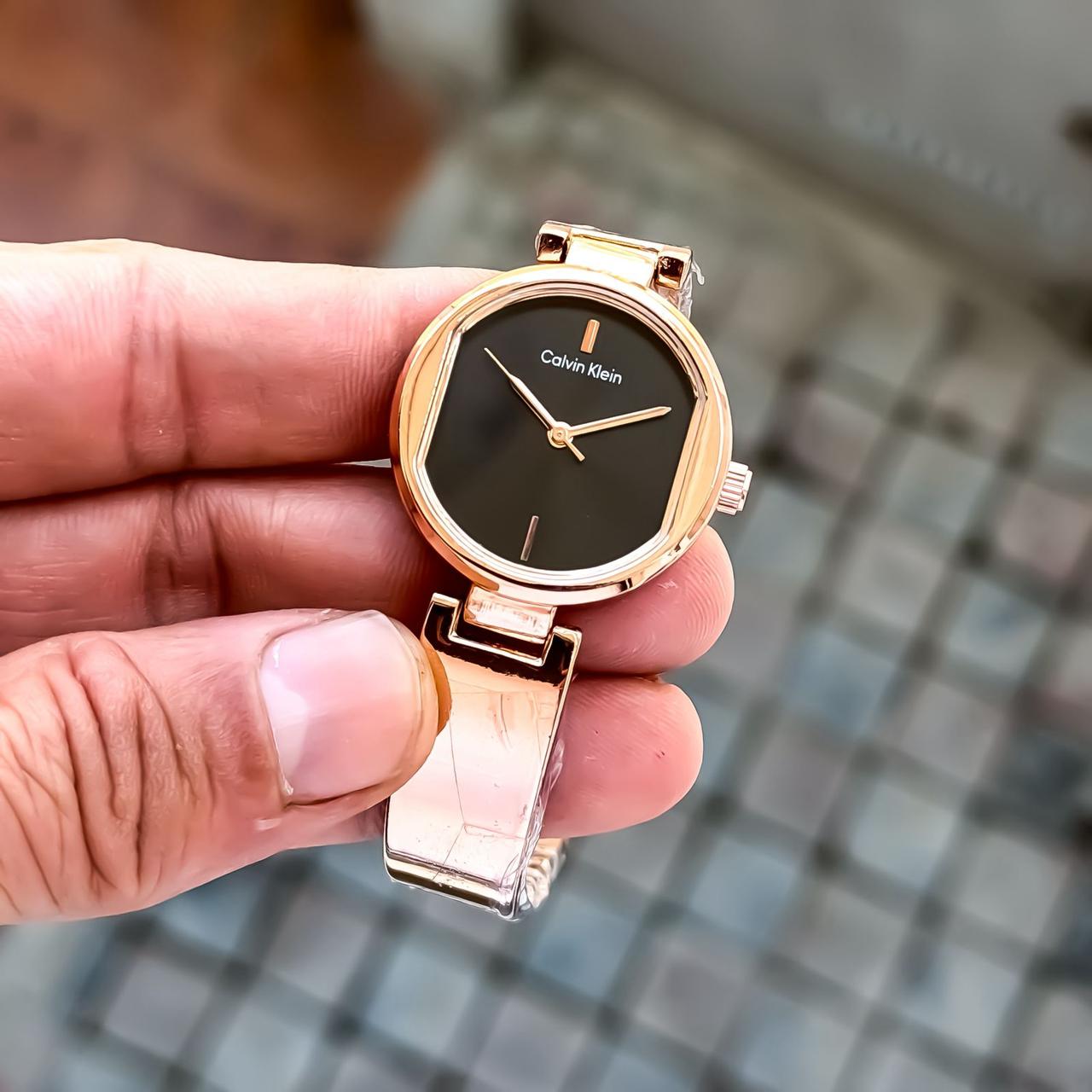 CK LADIES ROSE GOLD BLACK
