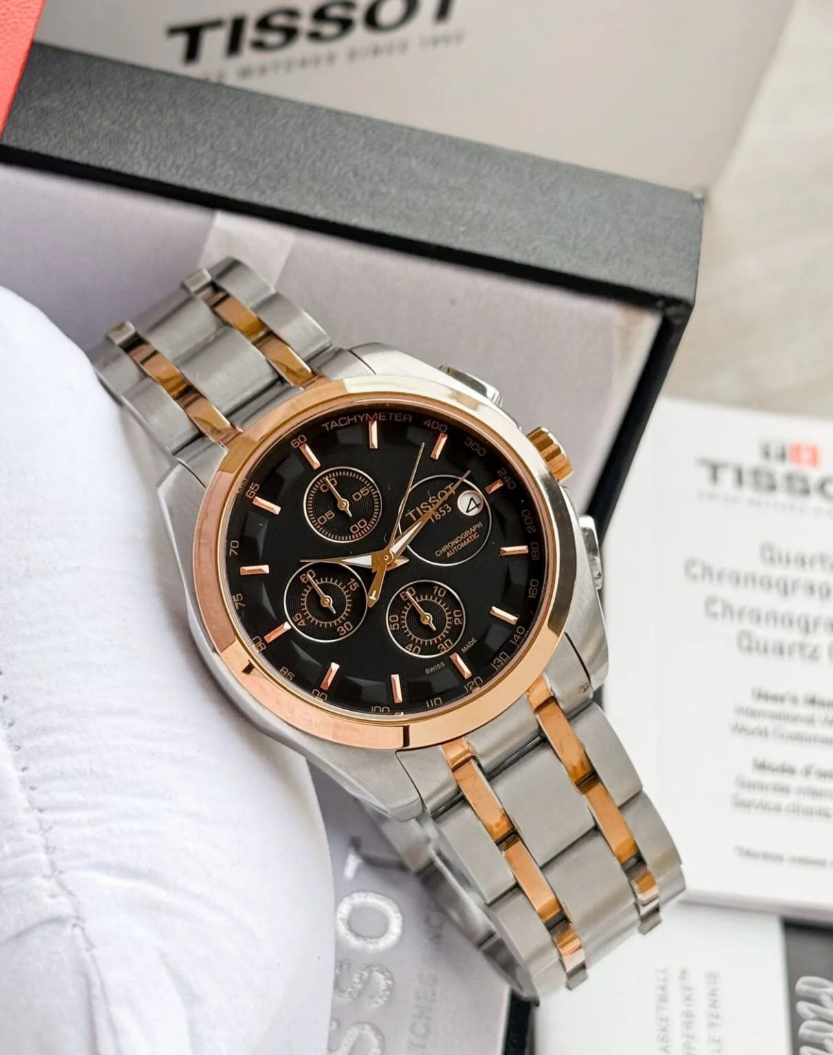 TISSOT 1853 DUAL TONE BLACK DIAL ALL CHRONOGRAPH WORKING