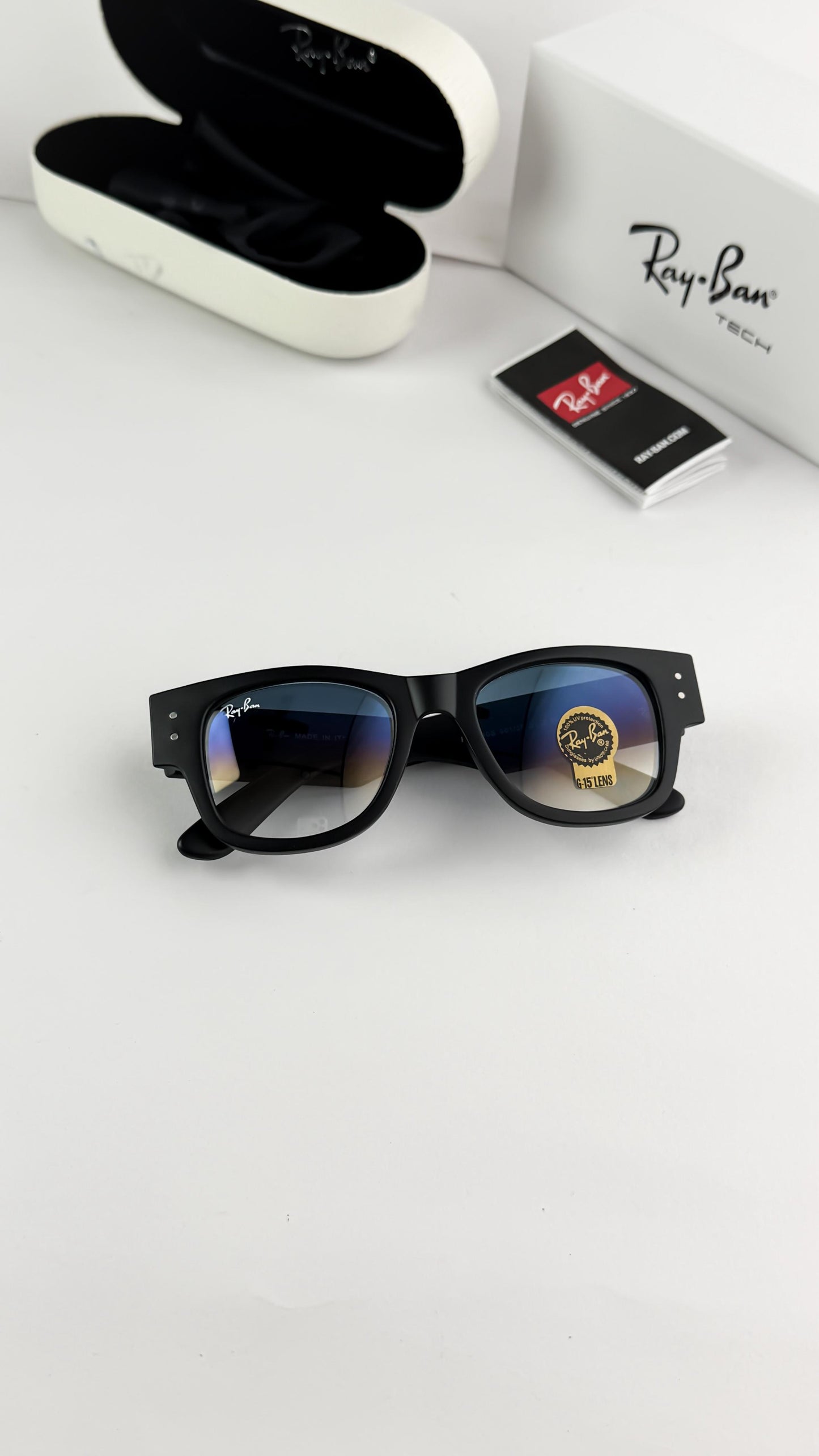 RAYBA_N BLACK BLUE SHADED  840 SUNGLASSES
