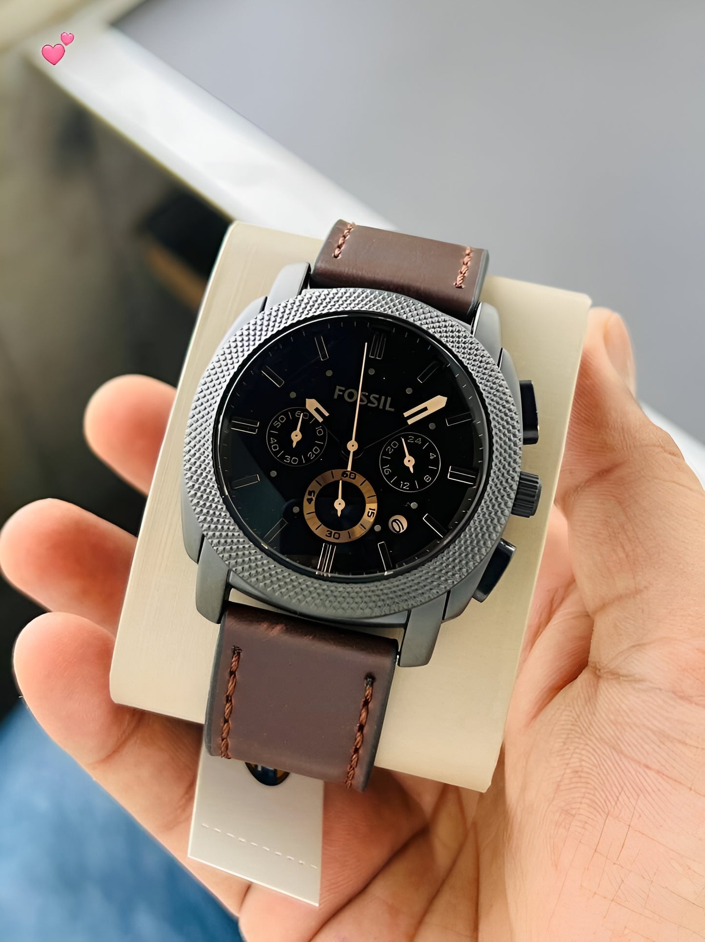 FOSSIL LEATHER BELT ALL CHRONOGRAPH WORKING