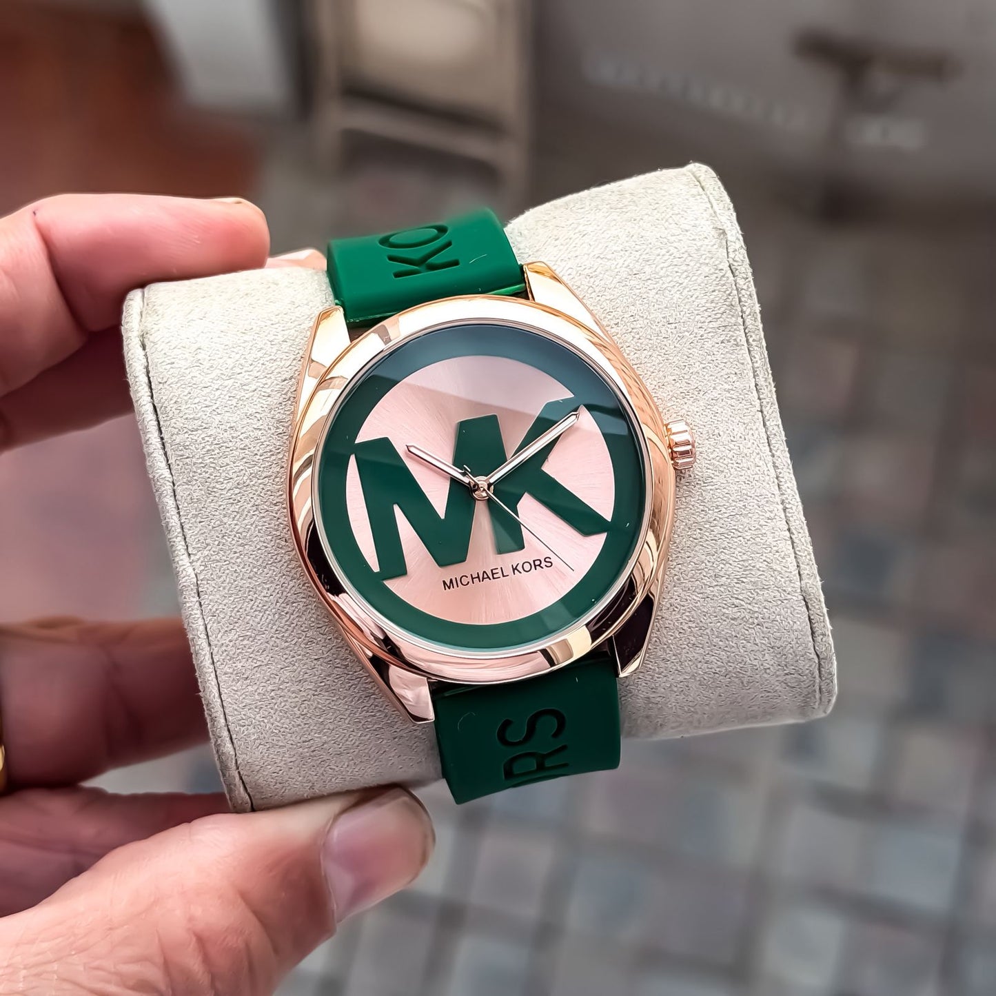 MICHAE_L KORS LADIES ROSE GREEN WATCH
