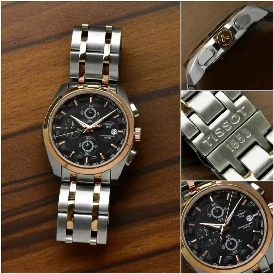 TISSOT 1853 DUAL TONE BLACK DIAL ALL CHRONOGRAPH WORKING