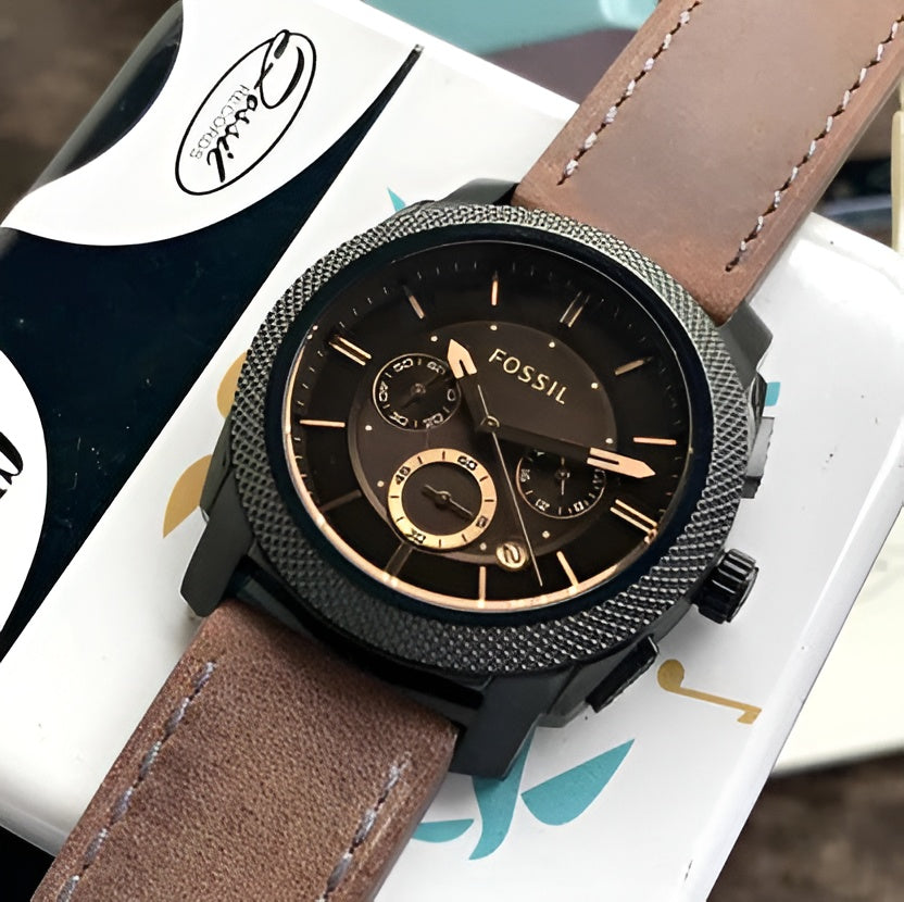 FOSSIL LEATHER BELT ALL CHRONOGRAPH WORKING