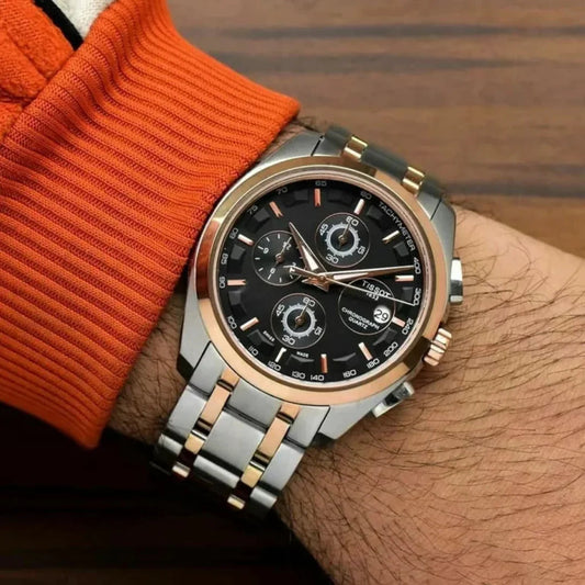 TISSOT 1853 DUAL TONE BLACK DIAL ALL CHRONOGRAPH WORKING
